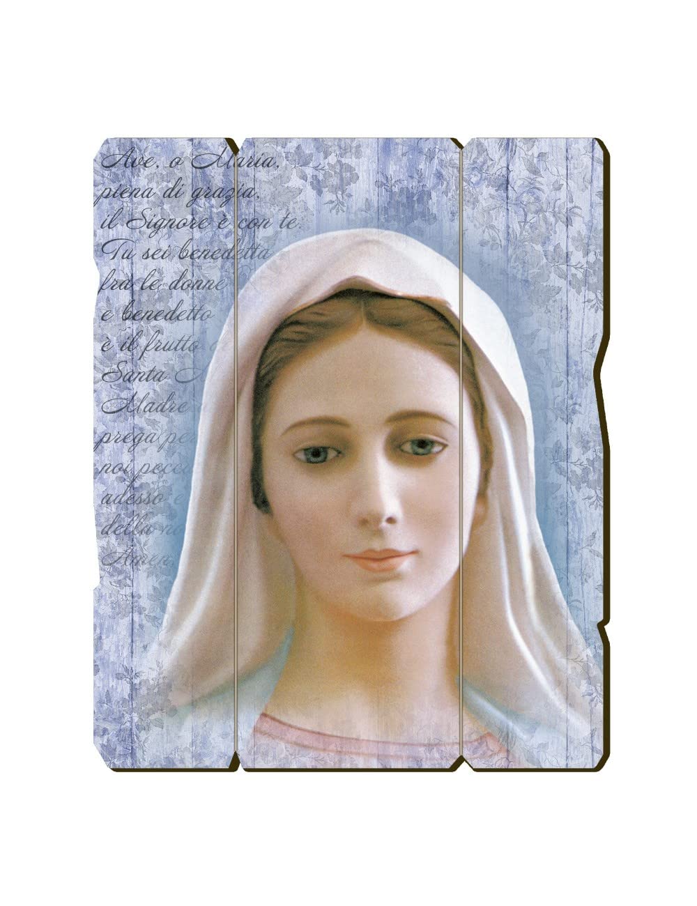 BONELLA BROTHERS Bonella Brothers | Vintage Style Shaped Wooden Picture of Our Lady of Medjugorje size 19x24 cm | Made in Italy