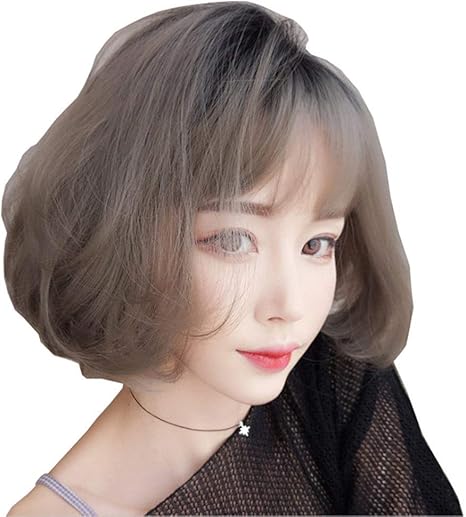 Amazon Co Jp ウィッグ ウィッグ女性のニューウェーブヘッドショートヘア現実的なファッション人格ふわふわフードウィッグ Wzzjp Color Linen Black On The Head 26cm ホーム キッチン