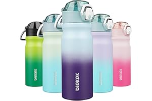 BJPKPK 18oz Insulated Water Bottle With Straw Stainless Steel Double Wall Water Bottles BPA-Free Leak Proof Thermos With Lockable Flip Lid And Soft Silicone Spout,Ocean Dream