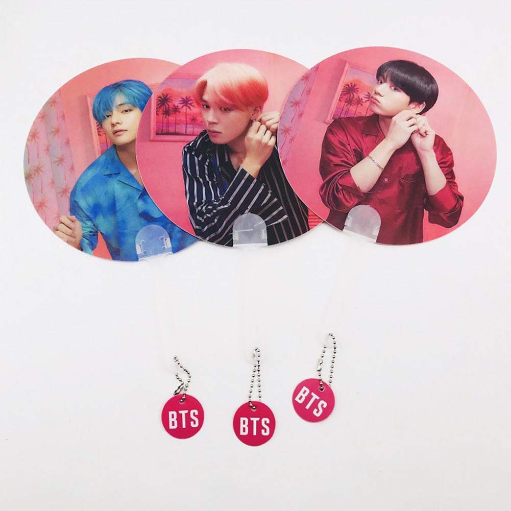 HuamaoJC KPOP BTS Abanico de Mano Redondo de Doble Cara Transparente