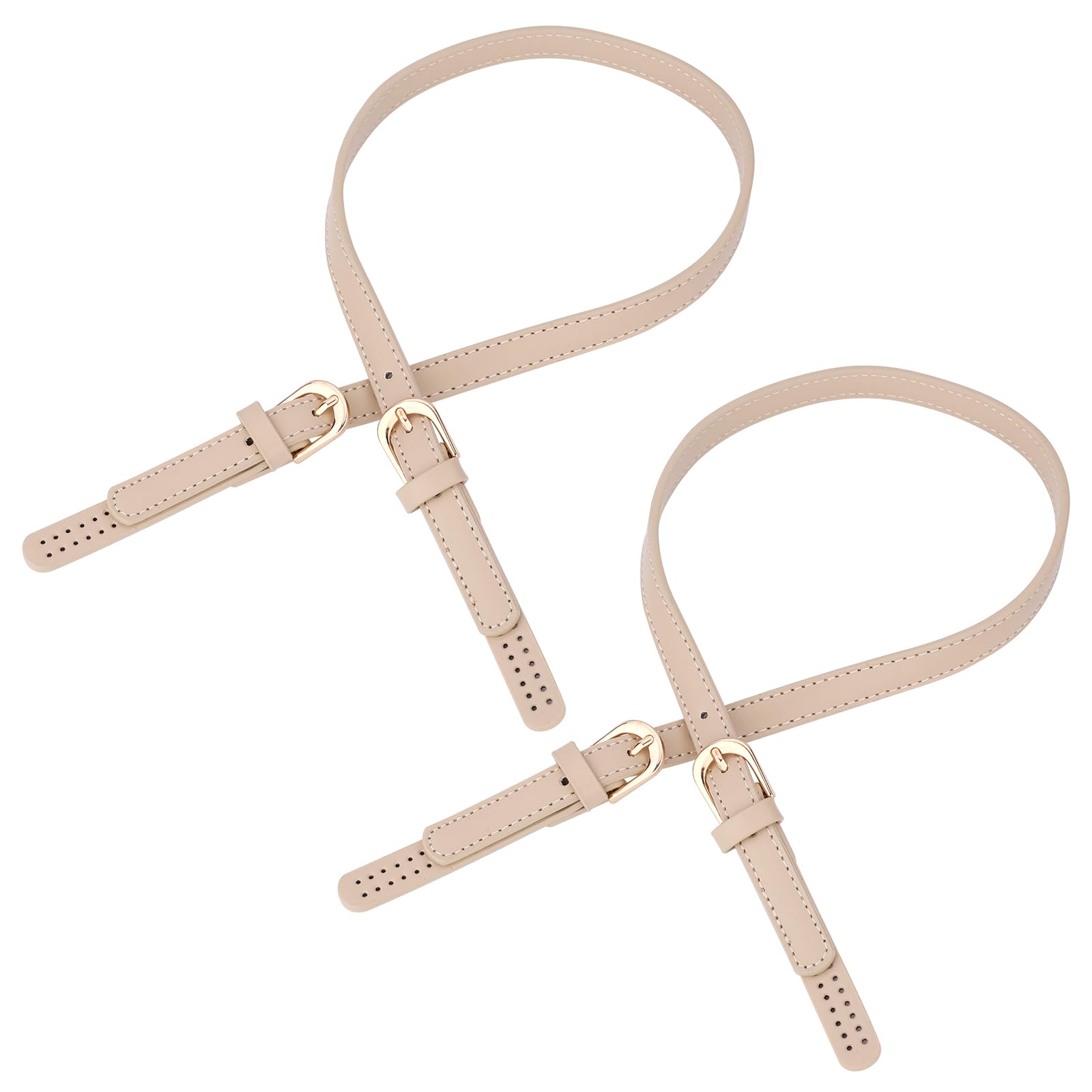 Gosknor 2pcs Purse Strap Leather Handles, Adjustable Leather Bag Handles Leather Purse Shoulder Strap Leather Replacement Handles Replacement Purse Straps Replacement Straps for Handbags Tote (Beige)