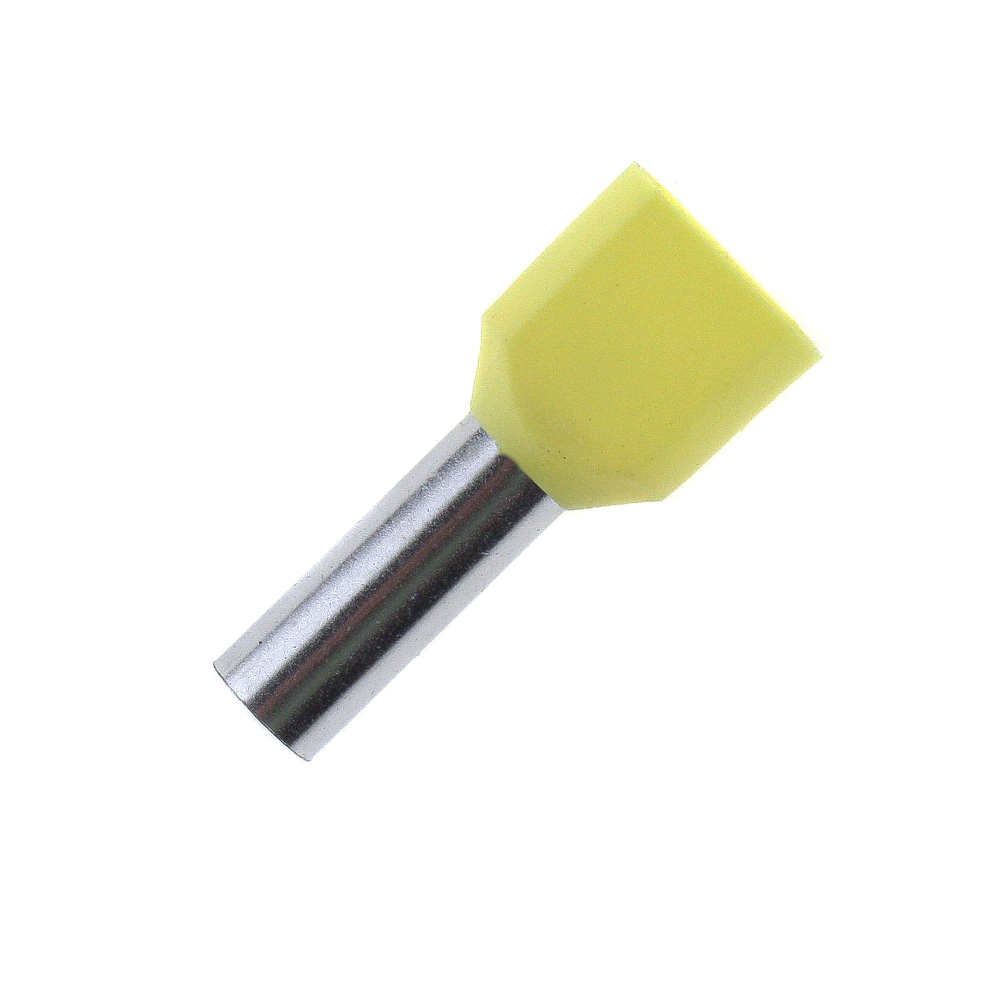SeKi 14224 Twin Wire End Ferrules 2 x 6.0 mm² Yellow Pack of 100 Twin Wire End Ferrules 6.0 mm² — image 1