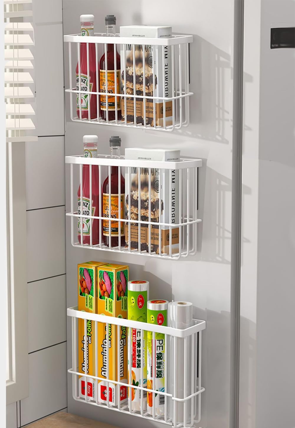 EigPluy 3 Pieces Kitchen Cabinet Door Storage Box Self-Adhesive White