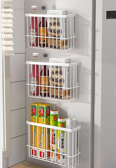 EigPluy 3 Pieces Kitchen Cabinet Door Storage Box Self-Adhesive White