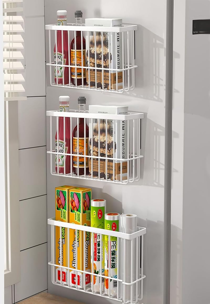 EigPluy 3 Pieces Kitchen Cabinet Door Storage Box Self-Adhesive White