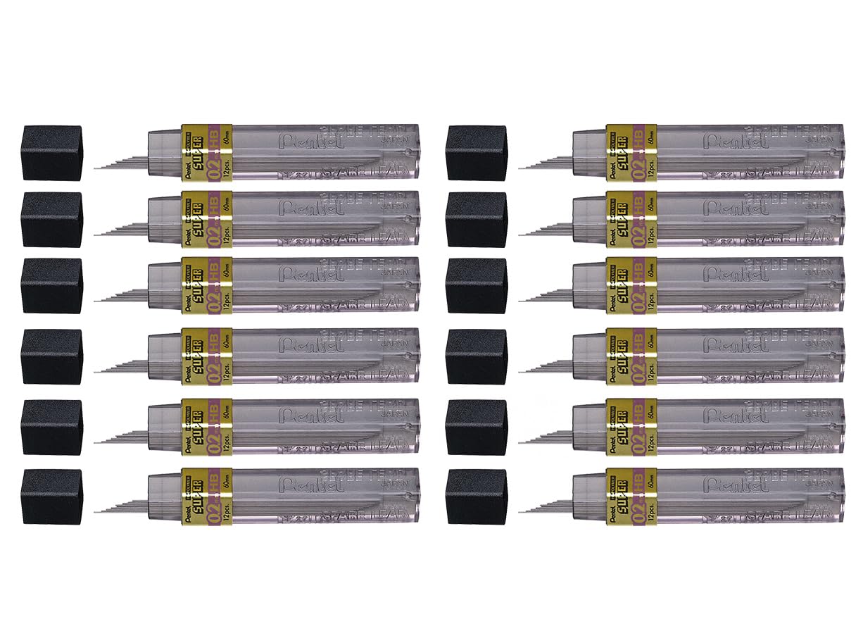 Pentel Super Hi-Polymer 0.2 mm Grade HB Refill Lead (Pack of 12) — image 1