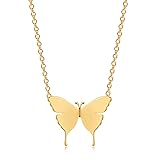 GUEMER Dainty Gold Layered Butterfly Necklace 14K