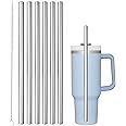 Stainless Steel Straw Replacement for Stanley 40 oz 30 oz Adventure Quencher Travel Tumbler Cup, 6 Pack Reusable Straws with Cleaning Brush Compatible with Stanley Tumbler Cup Accessories