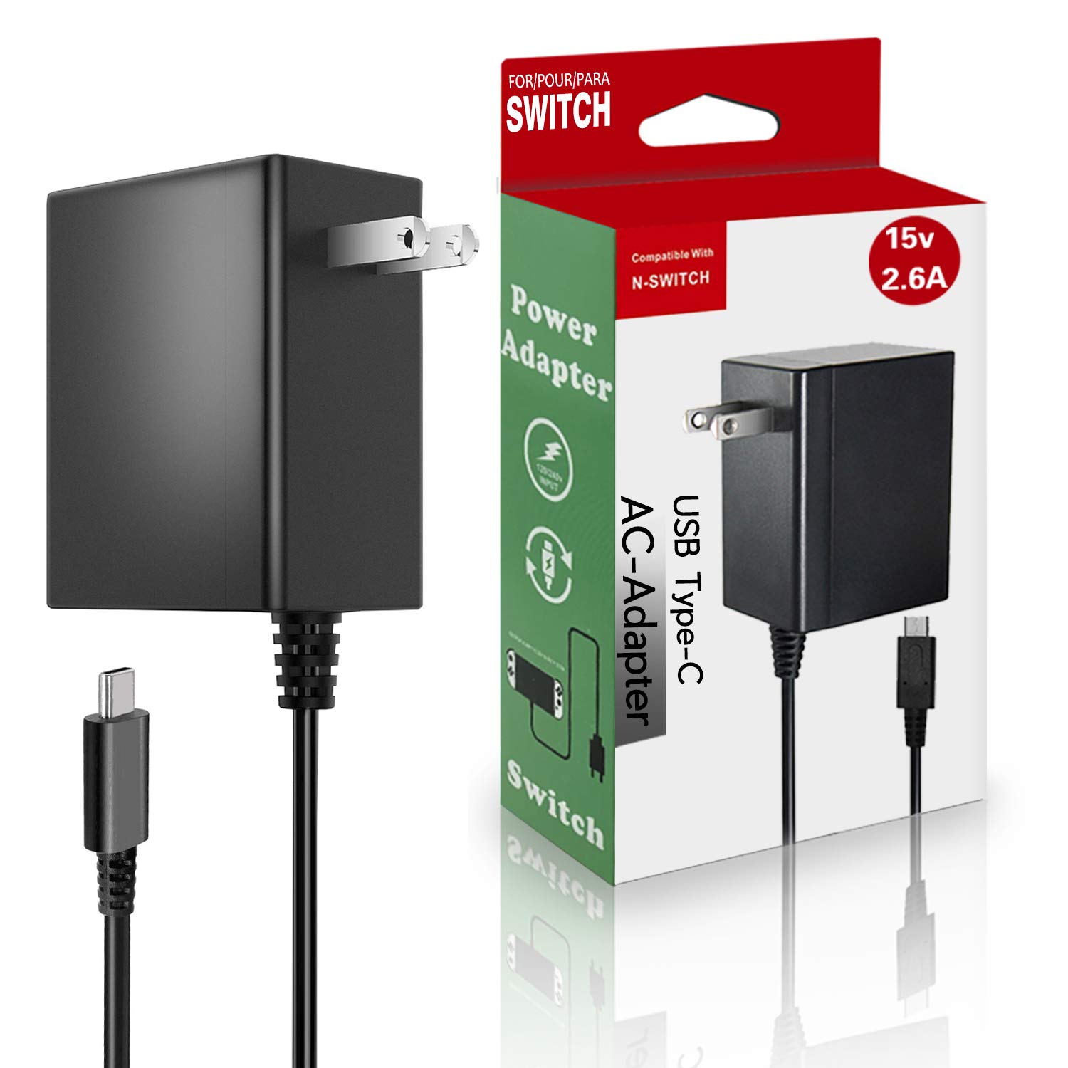 Photo 1 of HAC-002 USB-C Fast Charger for Nintendo Switch, Lite, OLED & Steam Deck - 15V 2.6A Power Supply Adapter Supporting TV Mode
