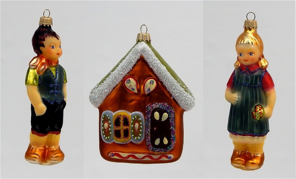 Hansel & Gretel WIth Gingerbread House - German Blown Glass - Lauscha Germany