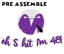 Oh S*it I’m 48! Banner Backdrop Glitter Purple