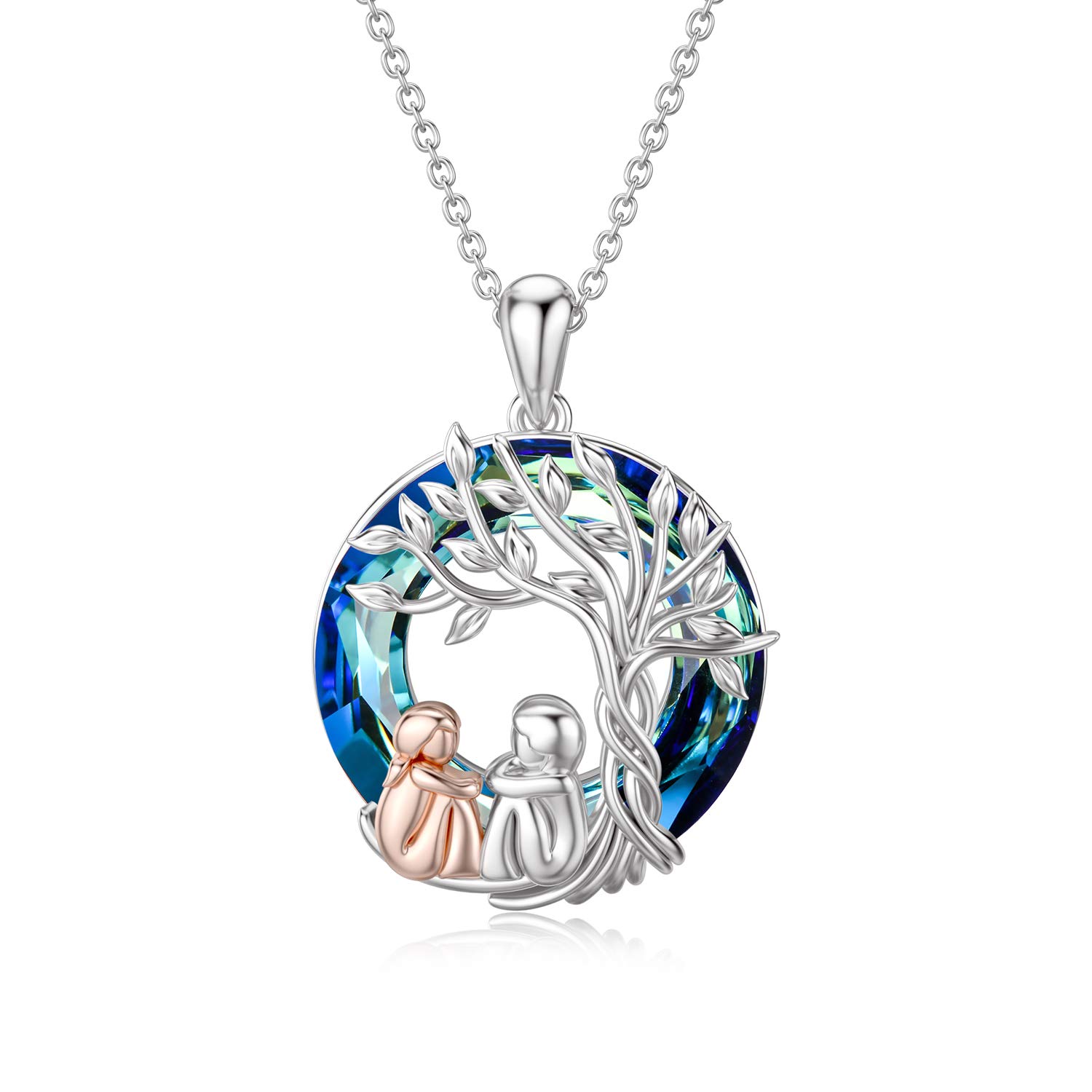 TOUPOP Sister Gifts from Sister Sterling Silver Jewellery for Sister Gifts Tree of Life Pendant Sister Necklace with Blue Crystal Birthday Gifts for Sister Presents for Big Sister