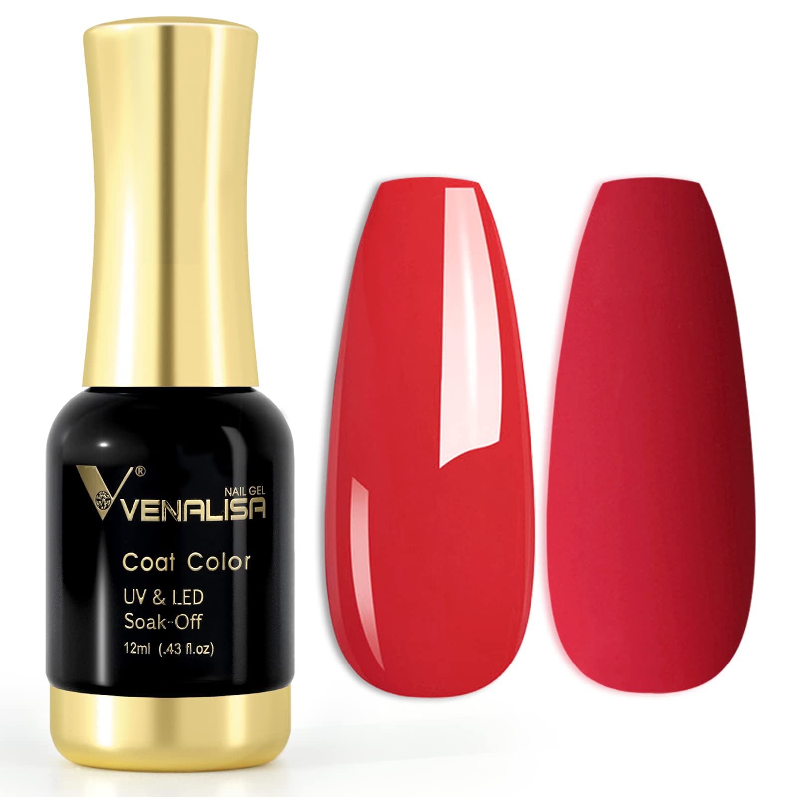 VENALISA 12ml Red Gel Nail Polish Soak Off Nail Lamp UV LED Natural Nail Gel Polish Nail Art DIY Manicure French Gifts, 0.43 OZ