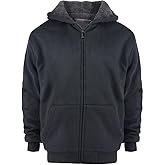 Hoodies for Boys Zip Up Sherpa Lined Heavy Fleeced Athletic Youth Kids Sweatshirts Black size 10