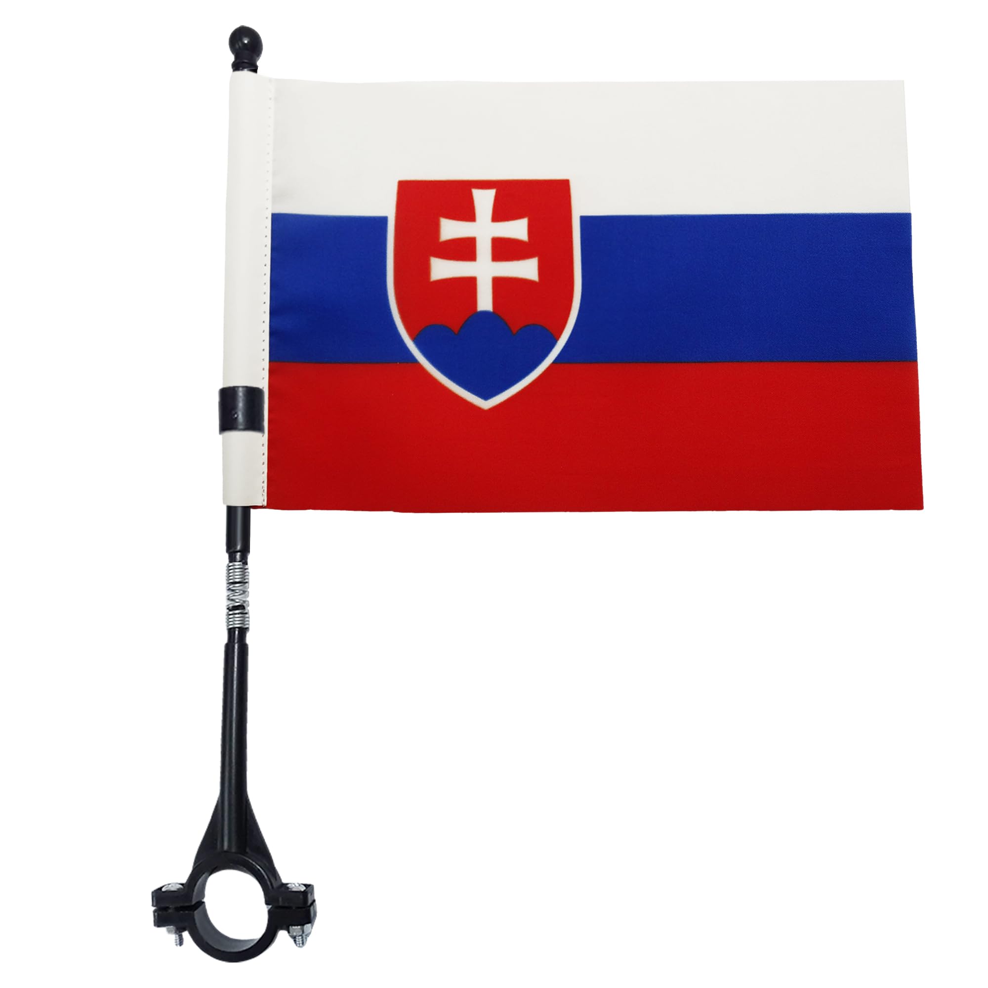 AZ FLAG - Slovakia Bike Flag 4'' x 6'' - Slovak Bicycle Flag 100% Polyester 21 x 14 cm - Mini Banner with 12'' Black Plastic Pole