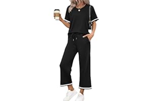 Two Piece Sets for Women Wide Leg Pants Beach Vacation Clothes Summer Outfits Travel Mock Neck Lounge Sets