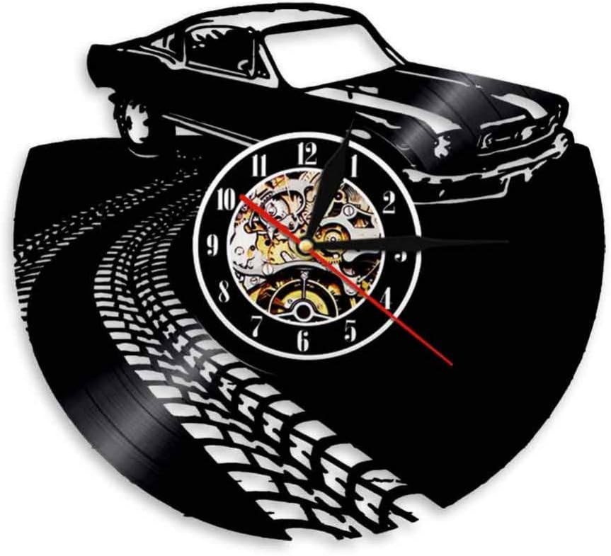ttymei Classic Vintage Retro Car with Road Mark Wall Art Wall Clock