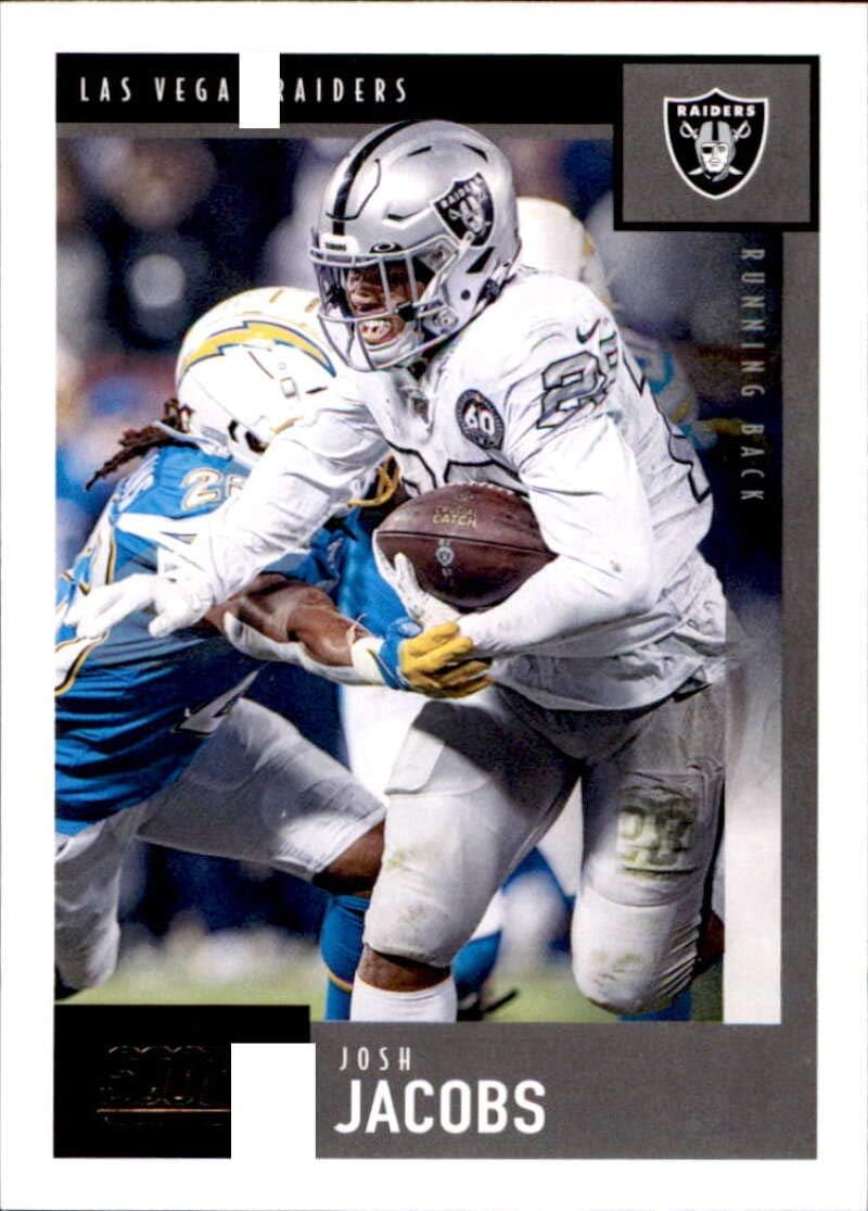 raiders football score on Amazon Com 2020 Score 159 Josh Jacobs Las Vegas Raiders Football Trading Card Collectibles Fine Art