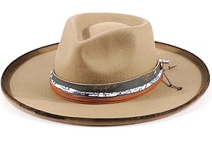 RUEDIGER Vintage Wide Brim Fedora Hats for Mens Women 100% Wool Felt Panama Rancher Hat with Lightning Logo Distressed/Burned