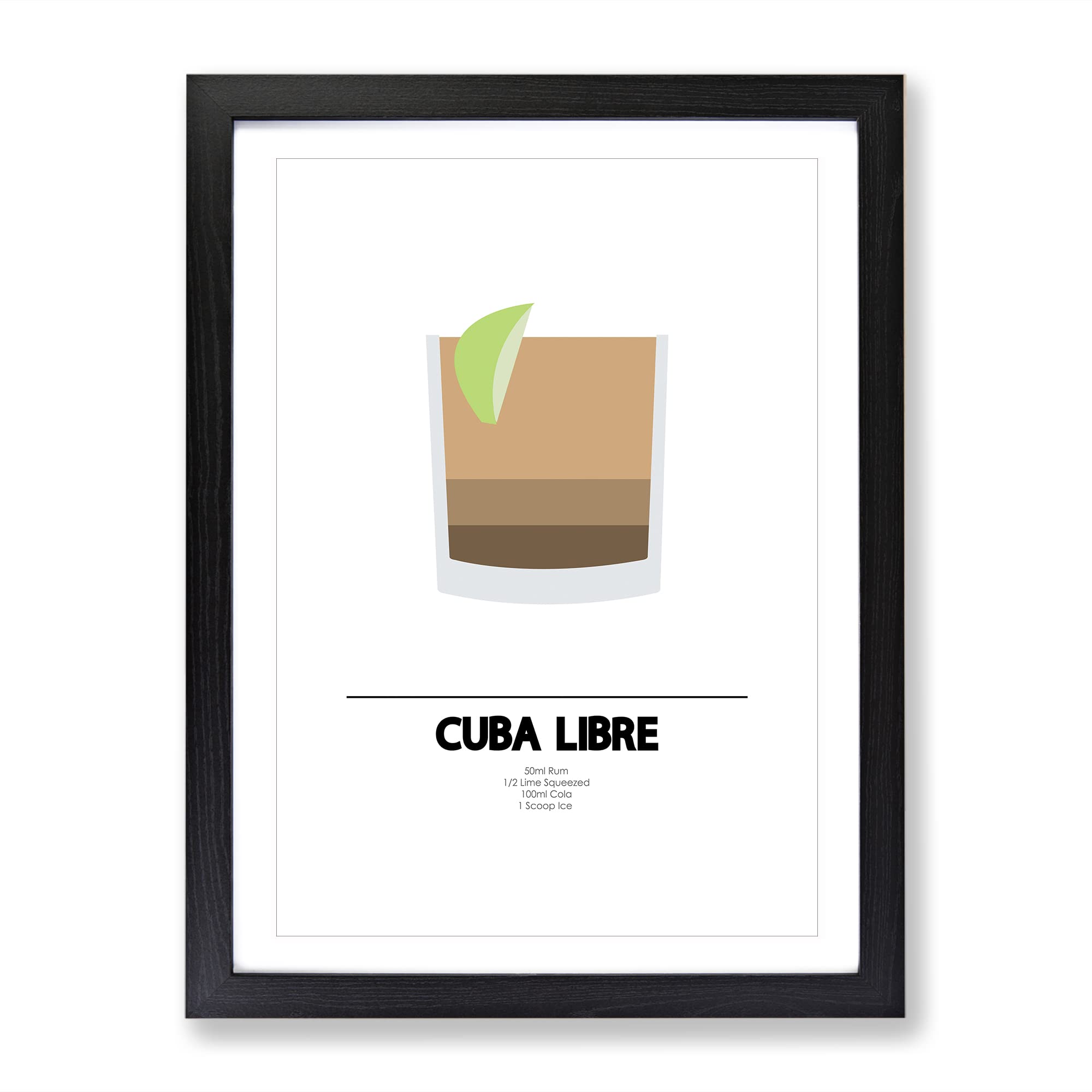 Cuba Libre Modern Framed Wall Art Print, Ready to Hang Picture for Living Room Bedroom Home Office Décor, Black A4 (34 x 25 cm)