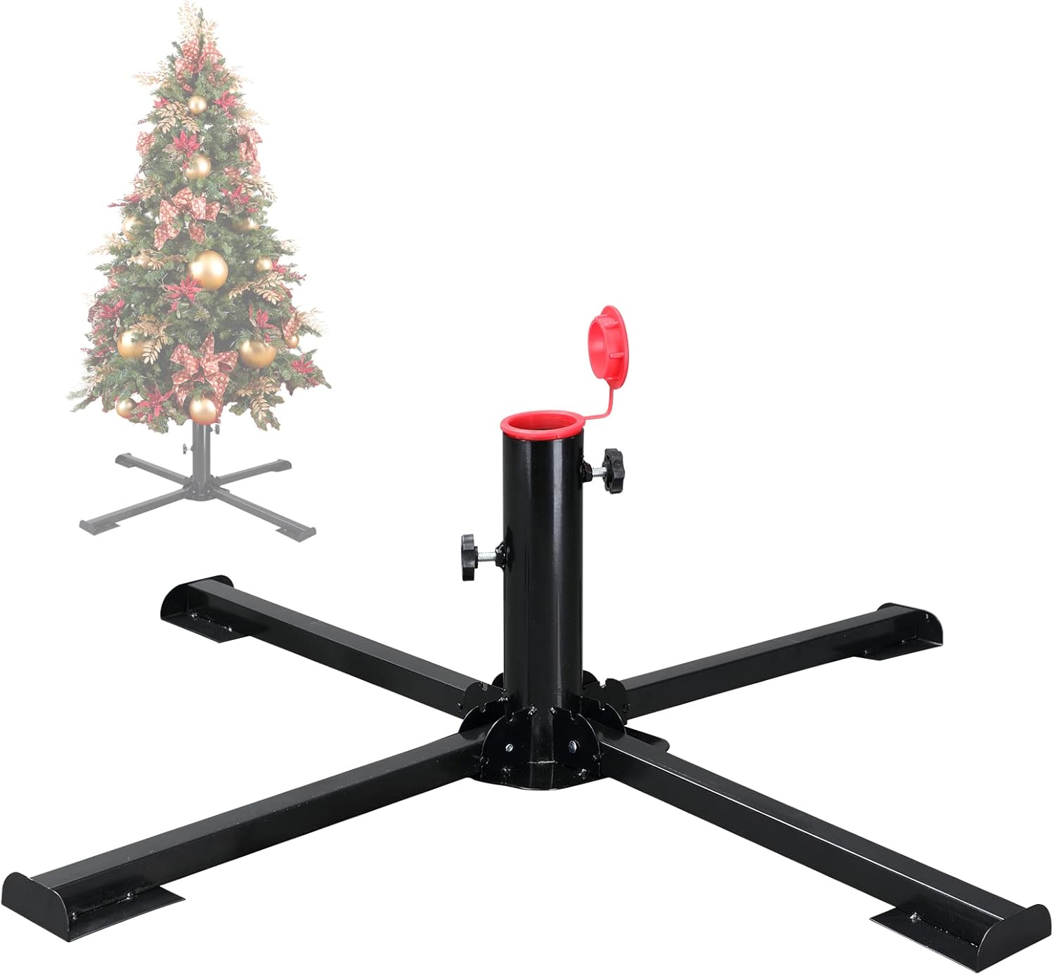 Tree Stands - FLY HAWK Christmas Tree Stand, 2.1” Foldable Artificial Christmas Tree Metal Ornament Holder Universal Model Adjustable ，Umbrella Stand Artificial Christmas Tree for Pine SprucePoplar (Black)