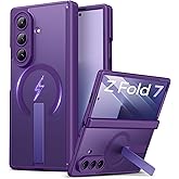 Vihibii for Samsung Galaxy Z Fold 7 Case with Stand & Front Screen Protector & Lens Hinge Protection, Compatible with MagSafe, Military Grade Rugged Phone Cover Case for Galaxy Z Fold 7, Dark Purple