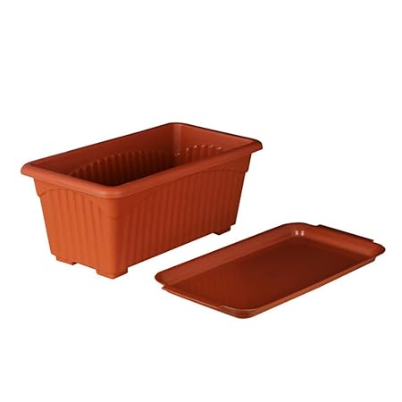 First Smart Deal 13 Inch Rectangular Planter (Pack of 3 - Brown)