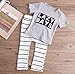 Baby Toddler 2 Pcs Letter Cotton Shirt + Striped Pants Set Outfit Casual Suit (24M-3T)
