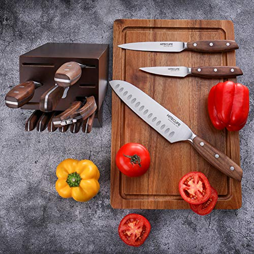 Knife Set with Block, 14 Pieces High Carbon Stainless Steel Knives with