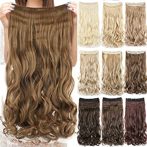 IMISSU Long Natural Thick Hair Curly Clip in on Synthetic Hair Extensions Hairpieces for Women (24 Inch,Copper)