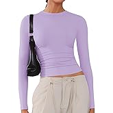 Women's Soft Long Sleeve Shirts Crew Neck Tops Basic Tees Stretchy Going Out Crop Tops Y2K Slim Fit T-Shirts