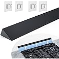 30" Slide-in Range Rear Filler Kit W10113901A, Stove Gap Universal Triangular Filler Strip, Cooktop Trim Kit Between Stove and Backsplash for Whirlpool & Most Brand, Durable Aluminum, Black