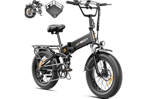 Jasion X-Hunter Foldable Electric Bike, 1400W Peak Motor, 30MPH 70+ Miles E-Bike,624WH Removable Battery, Full Suspension Ebike for Adults, 20''*4 Fat Tire Bicycle for Commuting,Certified by UL2849
