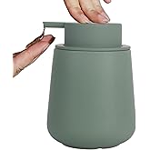 INGOFIN Ceramic Lotion Dispenser - 12oz Refillable Hand Soap Dispenser Bathroom, Modern Liquid Dispenser with Pump, Dish Dispenser for Kitchen, Matte Green
