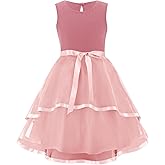 Arshiner Girls Dress Formal Party Fluffy Tulle Sleeveless Belted Dresses Size 3-11Y