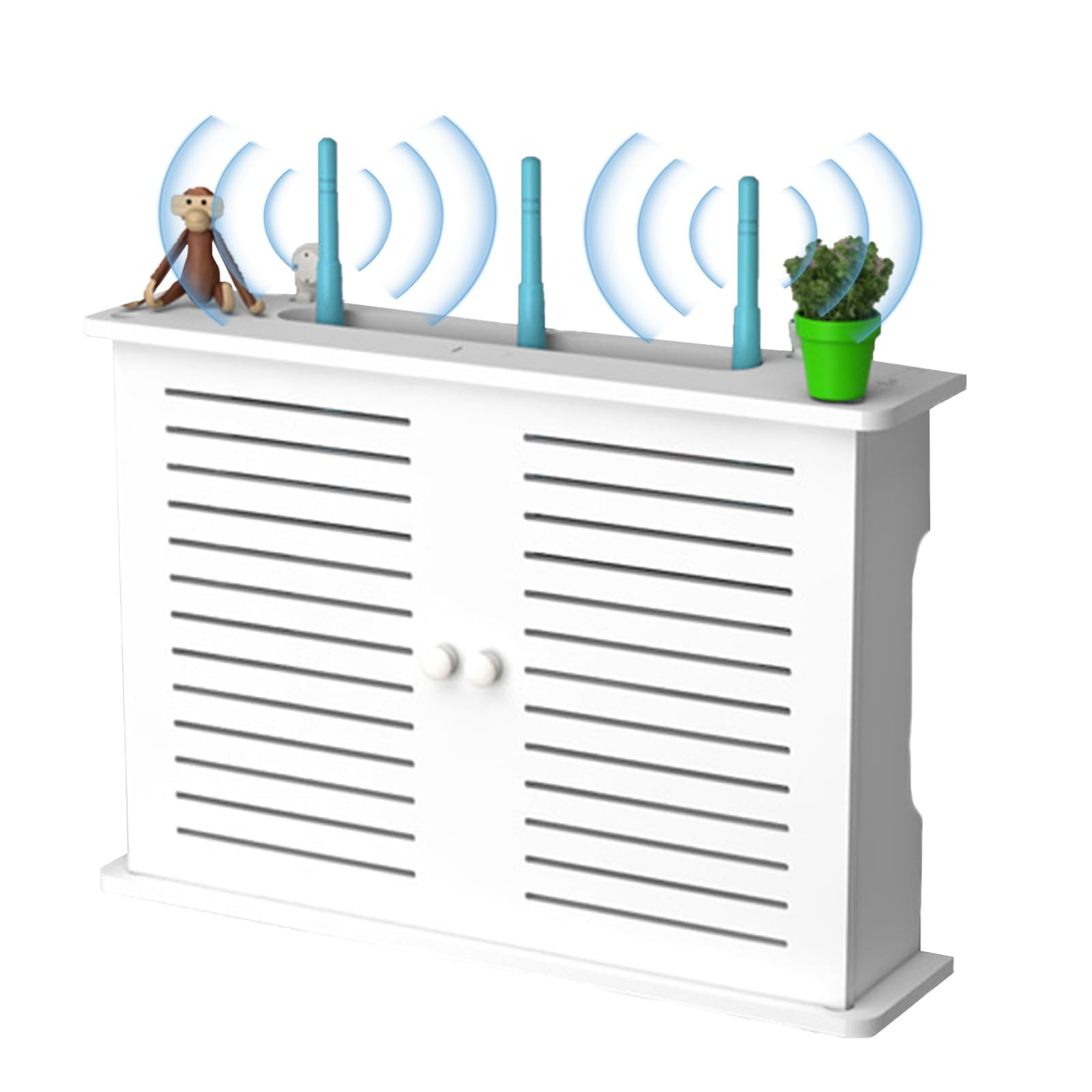 GeluEla WiFi Router Storage Box, Wireless Wifi Router Shelf Wall mounted, Decorative Router Hider Rack Cable Organizer, Hider Cord Management Container, for Storage of Wires, Routers, Home, Office