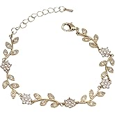 Enrwin Dainty 18K Silver Plated Marquise Cubic Zirconia Tennis Bracelet for Women Statement Bride Bracelet for Wedding Prom Gift