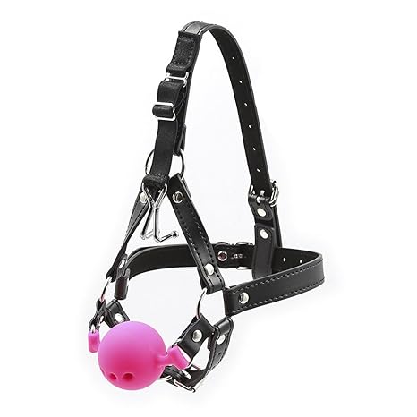 Silikon Breathable Wiffle Geöffneter Gag mit Nasenhaken, Biss Ball Gag Harness Gürtel Adult Sex Toys für Paare