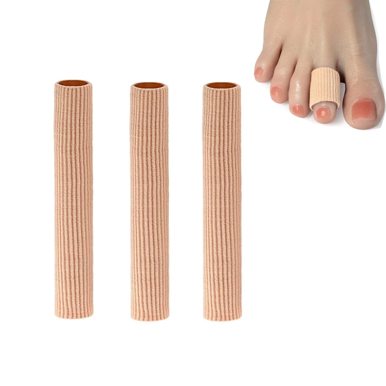 Bessy shop 3pcs Toe Cushion Tube, Cuttable Toe Tube Sleeves Finger Separator Bandage Protector, 3 Sizes