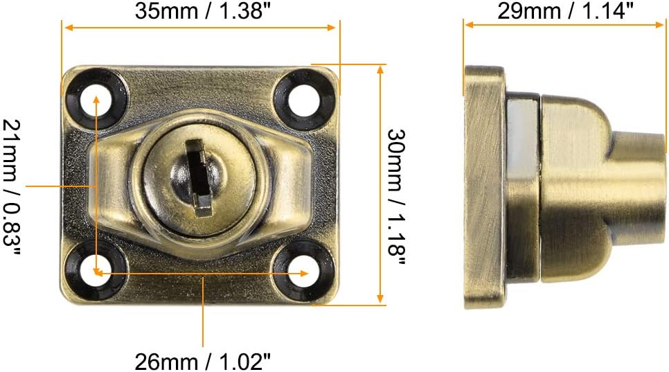 Industrial Hardware uxcell 2.5inch Keyed Hasp Locks Zinc Alloy Twist