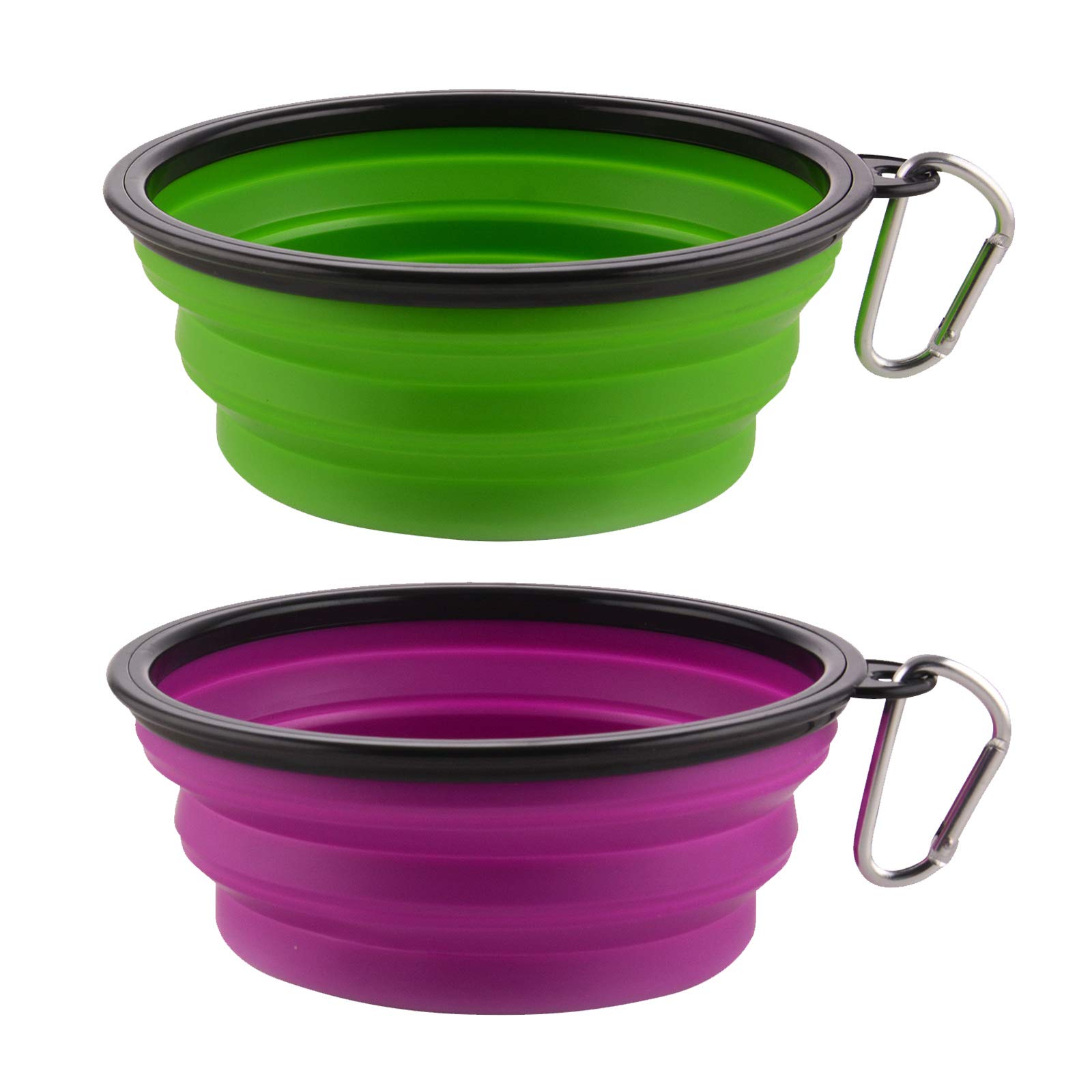 Photo 1 of ONLY 1 BOWL ------------------------------------------Large Collapsible Dog Bowls, 34oz Portable Foldable Travel Water Bowl Food Dishes with Carabiner Clip for Traveling, Hiking, Walking, 1 Pack (Purple)