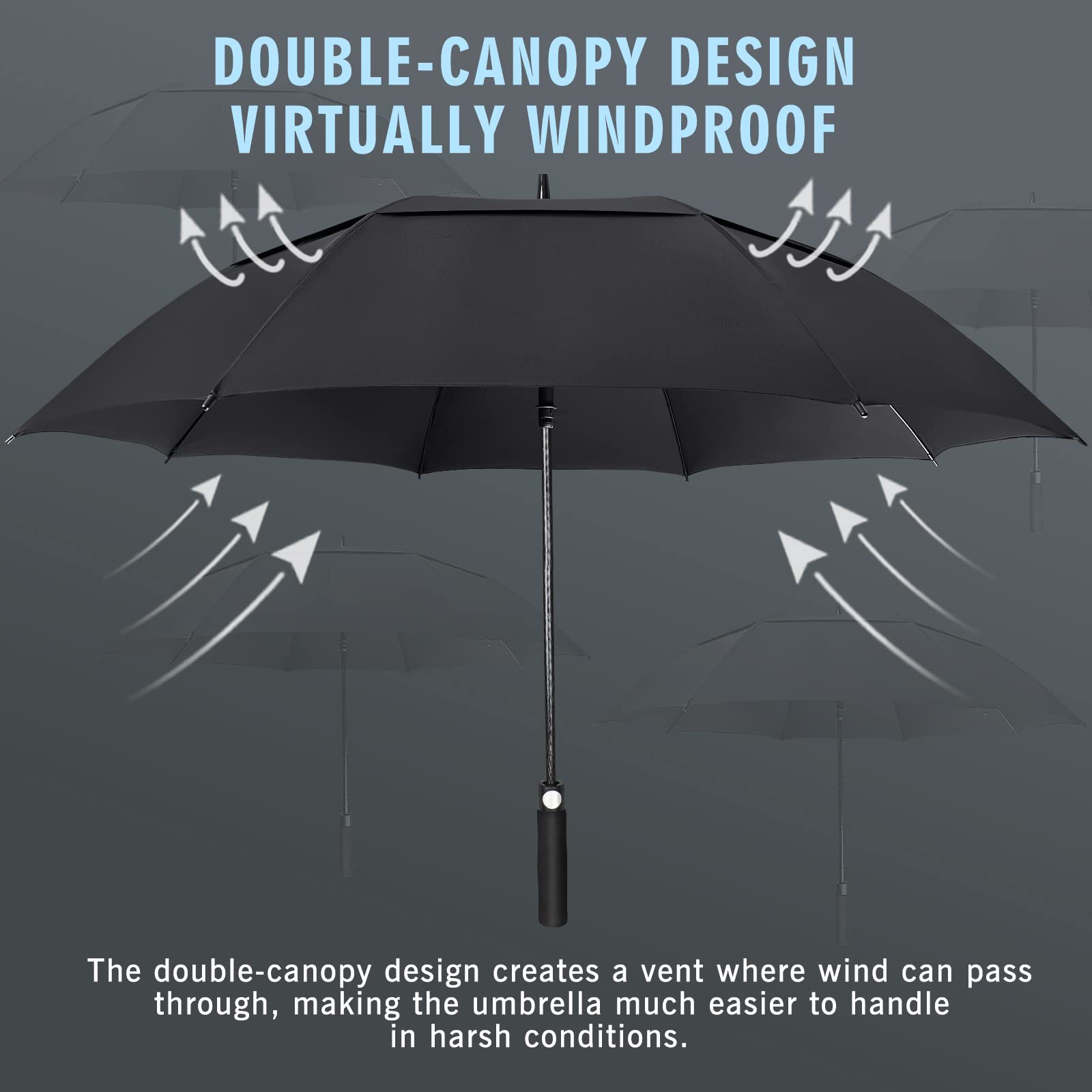 ZOMAKE Golf Umbrella Windproof, Extra Large Oversized Heavy Duty Double Canopy for Rain, Sports Games & Push Cart(51/54/62/68/72Inch)