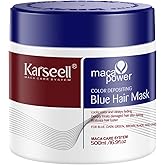 Karseell Blue Color Depositing Conditioner, Deep Hair Mask Treatment Intensely Hydrating, Refreshes Color & Tone 500mL 16.9floz