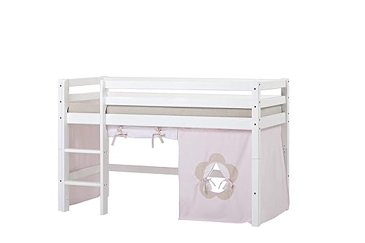 Hoppekids Basic-A4-3 Fairytale Flower Textile und Matratze Halbhoch-/Spiel-/Junior-/Kinder-/Jugendbett, Kiefer massiv, Liegef