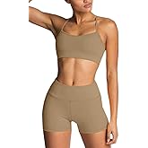 IMEKIS Women's Workout Sets 2 Piece Yoga Outfit High Waisted Biker Shorts Leggings Sports Bra Gym Fitness Clothes Tracksuit