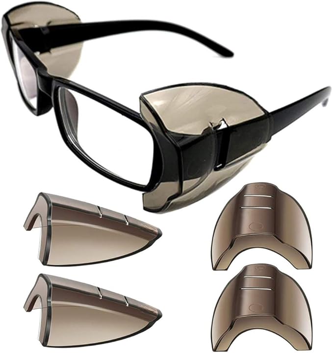 2 Pairs Safety Glasses Side Shields, Flexible AntiSlip On Side Shields