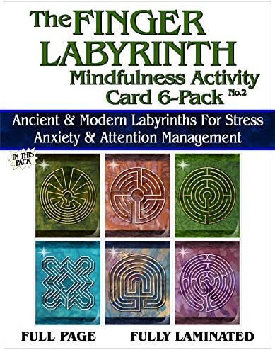 Finger Labyrinth Laminated Card 6-Pack 2: Focus Tools for Stress, Anxiety, PTSD, ADHD & Autism