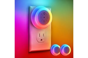 Dawnrise Night Lights Plug Into Wall,Dusk to Dawn Sensor,2 Pack,12-Color Changing Led Plug in Night Light Dimmable for Bedroom,Stairs,Kitchen,Hallway,Utility Room,Kids Room