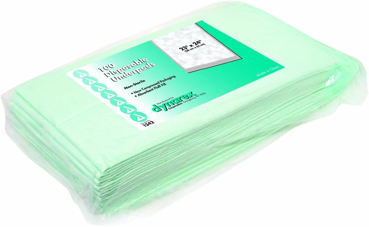 Dynarex Disposable Underpads, 23" x 24", 31 Grams, 200/cs