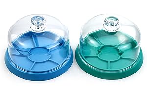 SundiooK 2-Pack Watch Movement Covers with 5-Compartment Blue Tray, Transparent Dust Proof Storage Box for Watch Repair Tools